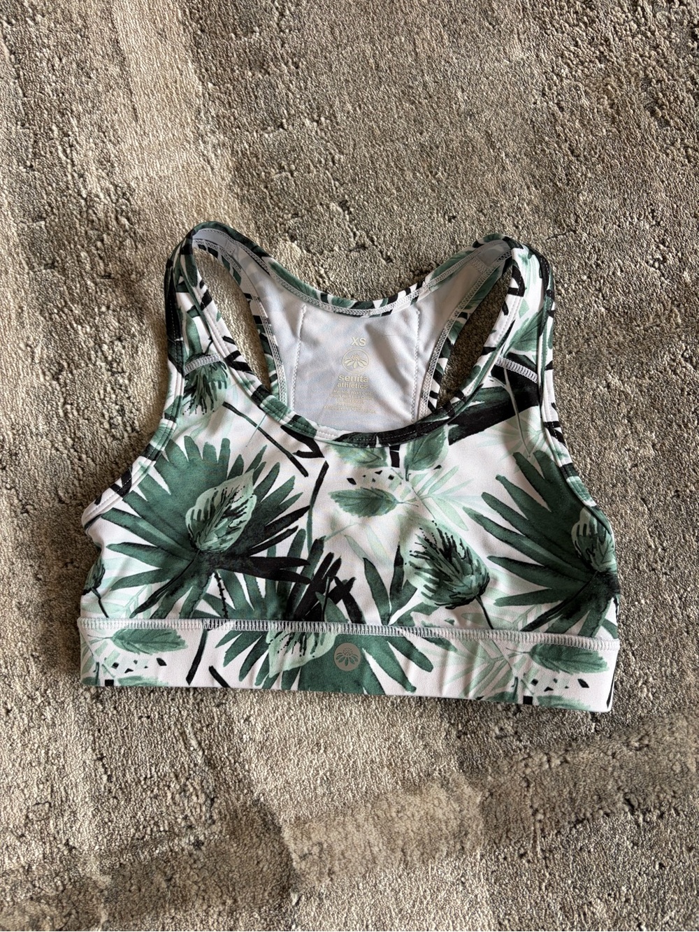 Senita Athletics Tropical Palm Print Racerback Sports Bra Women’s XS